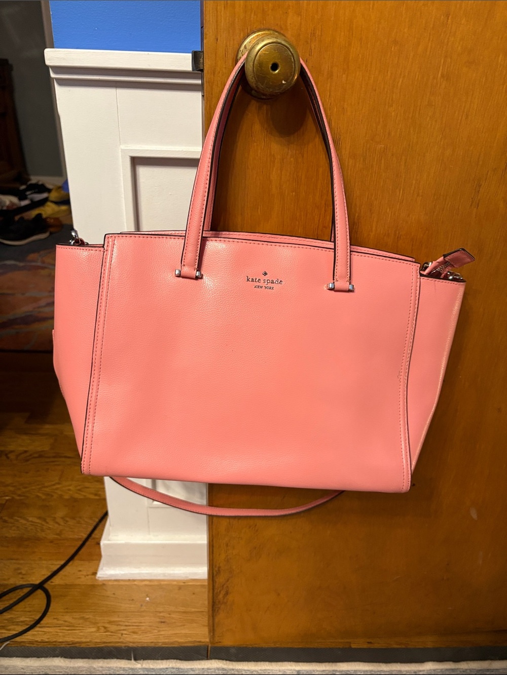 kate spade pink leather tote with shoulder strap